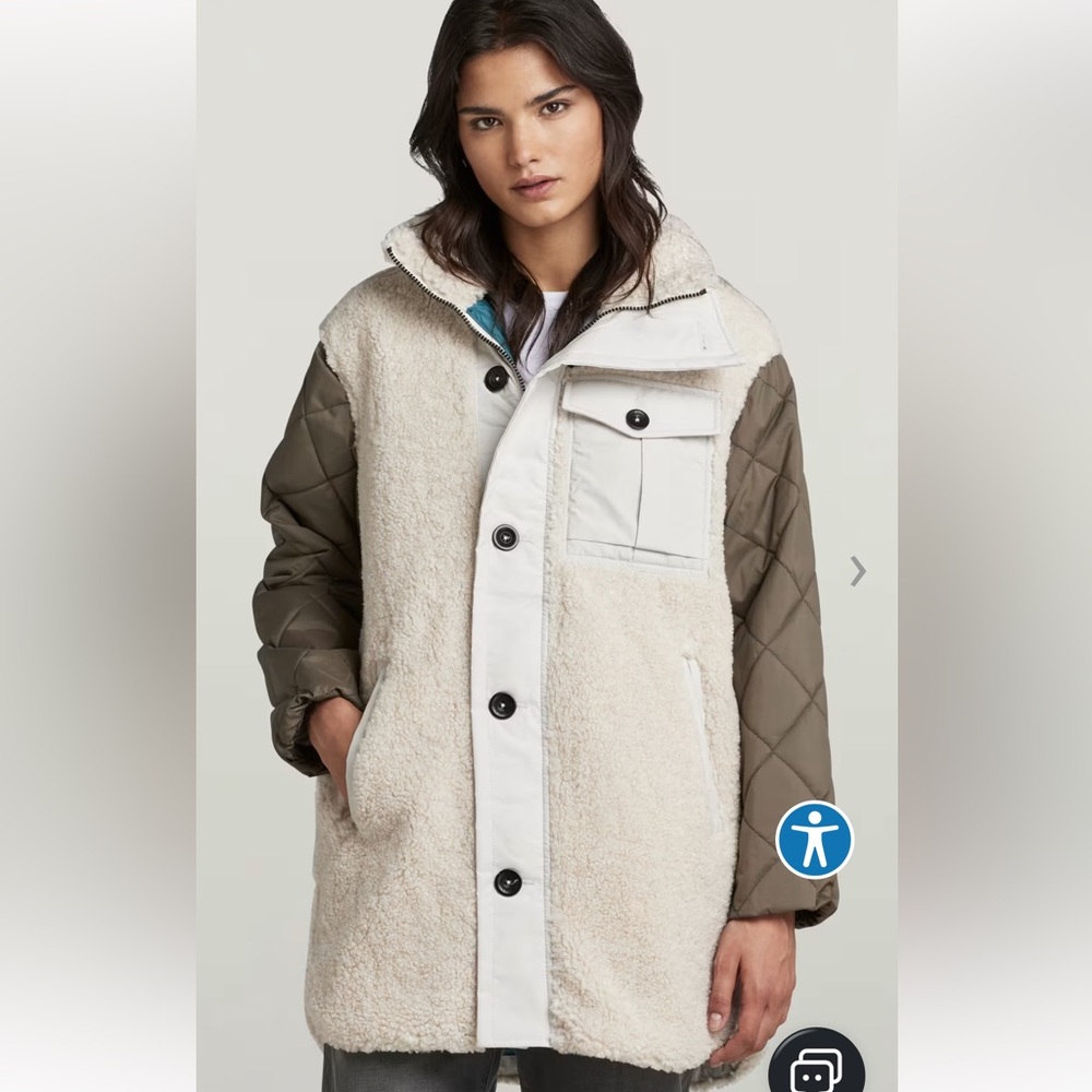 G-Star Raw Women's Teddy Mixed Jacket Quilted Coat. Size Large. NWT